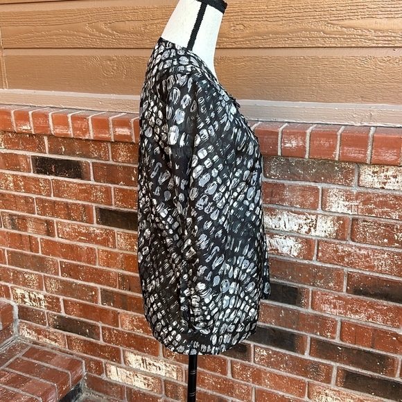 J. Crew Ruffle Button Down Three Quarter Sleeve Sheer Blouse Women's Size 6 - Picture 5 of 8